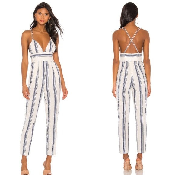 superdown Pants - NWOT Evaline Stripe Jumpsuit by Superdown